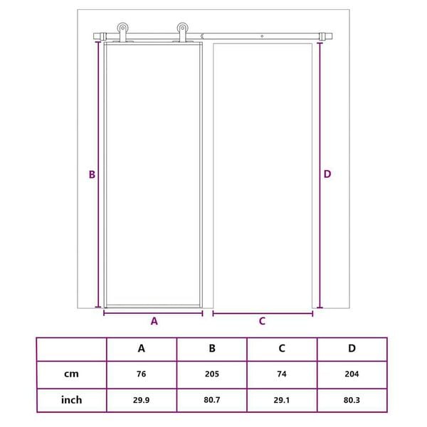 vidaXL Συρόμενη Πόρτα Λευκή 76 x 205 εκ. από Γυαλί ESG / Αλουμίνιο