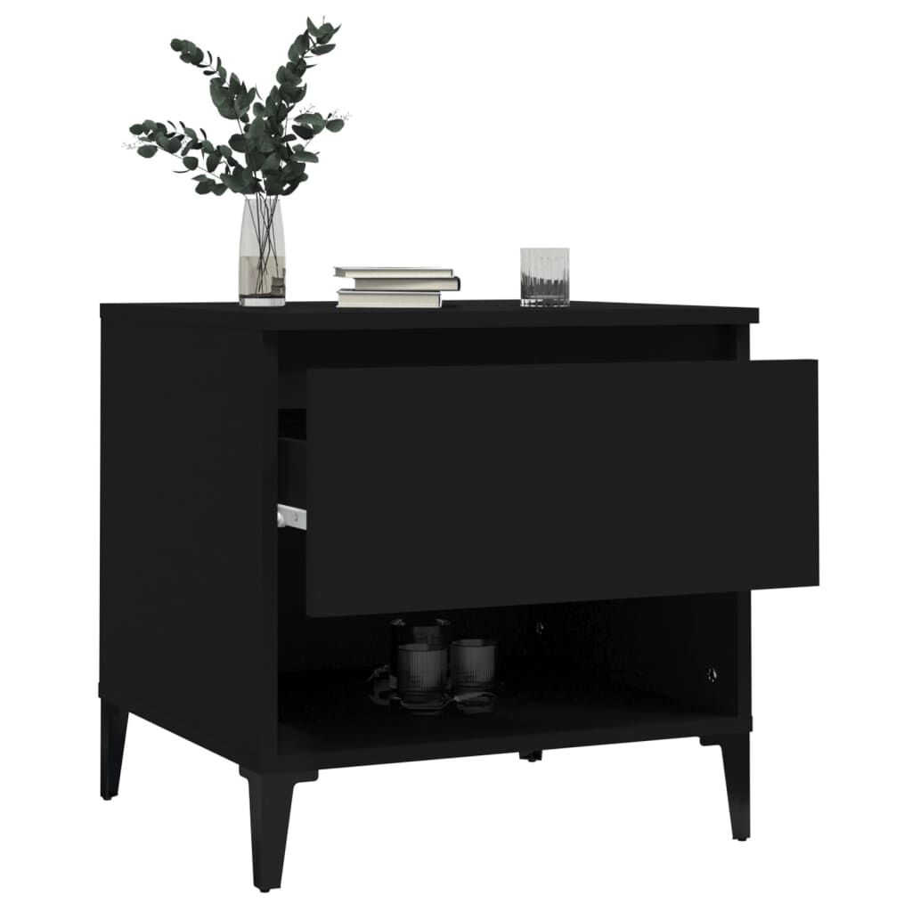 vidaXL Βοηθητικά Τραπέζια 2 τεμ. Μαύρα 50x46x50 εκ. Επεξεργασμένο Ξύλο