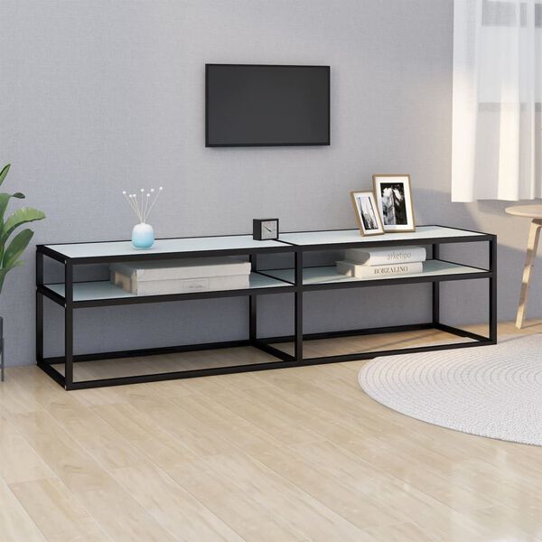 vidaXL Έπιπλο Τηλεόρασης Λευκό Όψη Μαρμάρου 160x40x40,5εκ Ψημένο Γυαλί