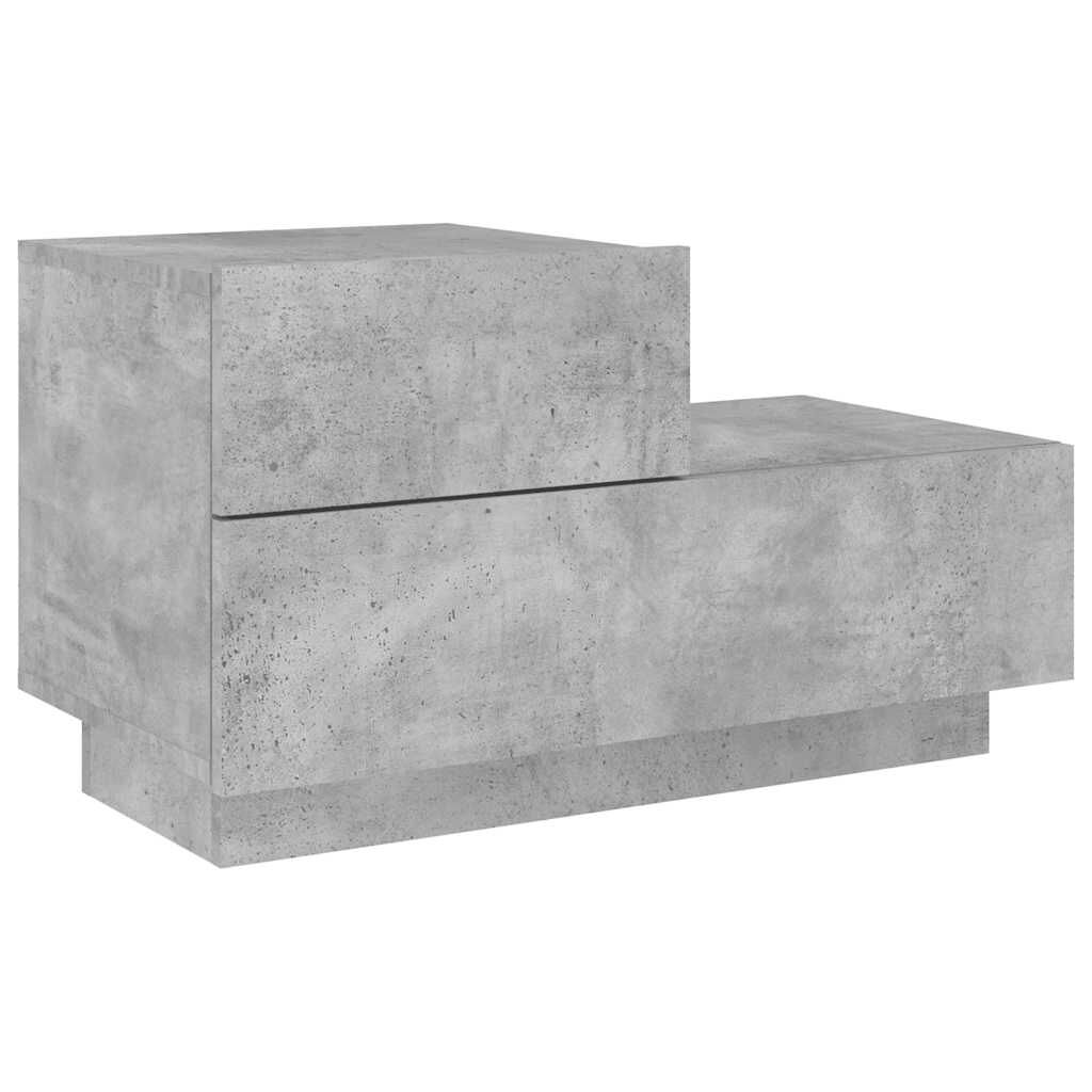 vidaXL Κομοδίνο με Φώτα LED Γκρι Σκυροδέματος 70 x 36 x 40,5 εκ.