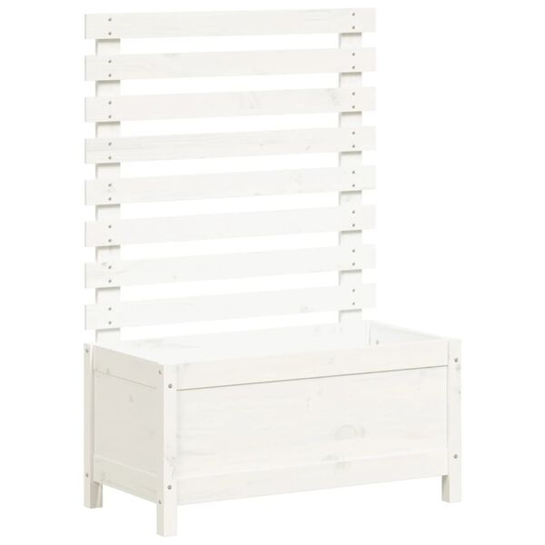 vidaXL Ζαρντινιέρα με Ράφι Λευκή 79 x 39,5 x 114 εκ. Μασίφ Ξύλο Πεύκου