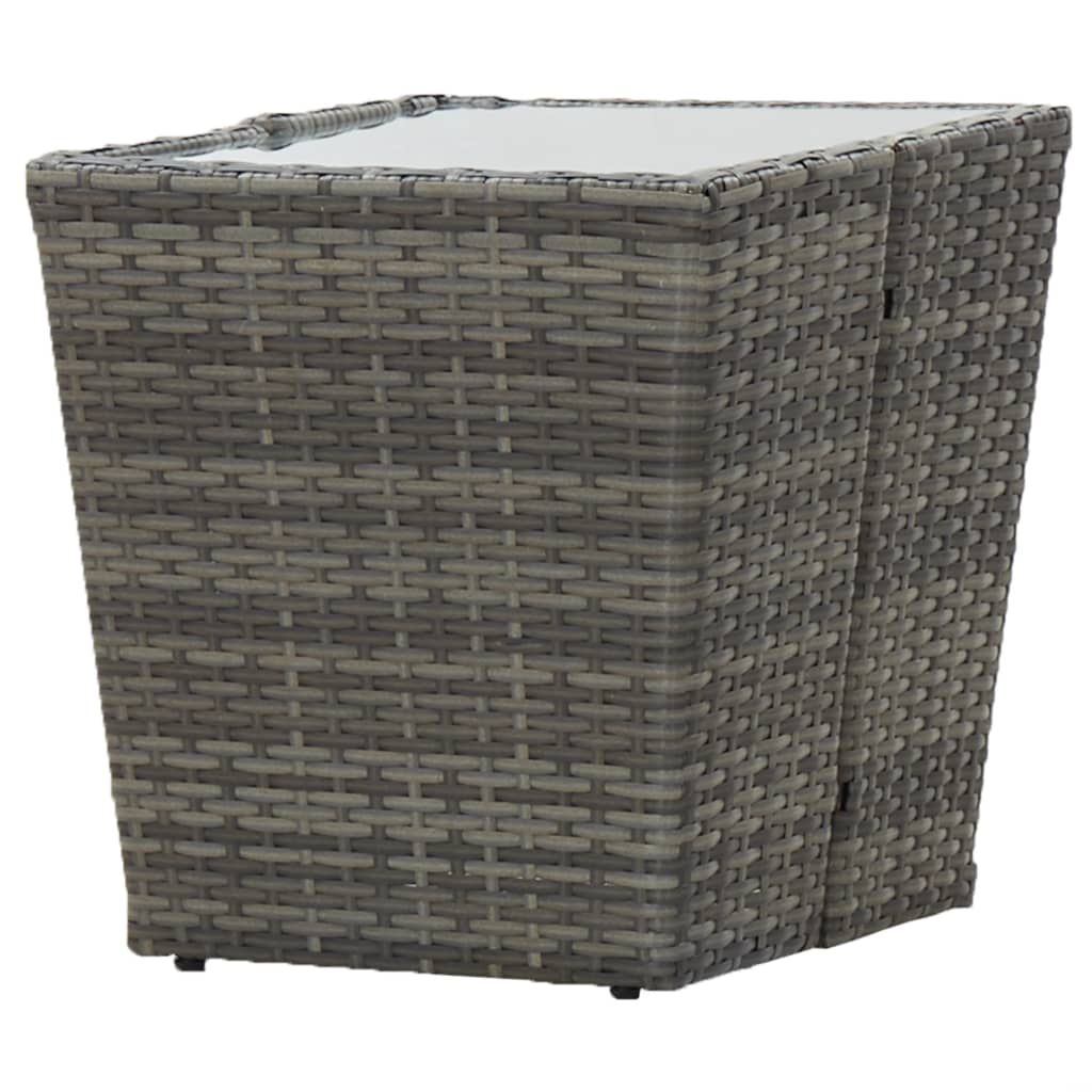 vidaXL Τραπέζι Βοηθητικό Γκρι 41,5x41,5x43 εκ. Συνθ.Ρατάν/Ψημένο Γυαλί