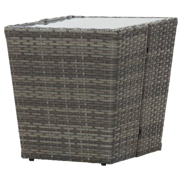 vidaXL Τραπέζι Βοηθητικό Γκρι 41,5x41,5x43 εκ. Συνθ.Ρατάν/Ψημένο Γυαλί