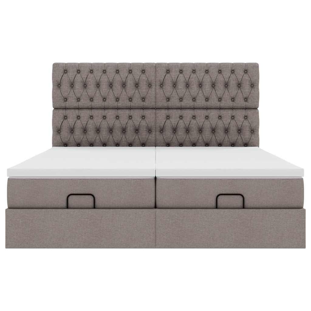 vidaXL Οθωμανικό κρεβάτι με στρώματα Taupe 200x200cm ύφασμα