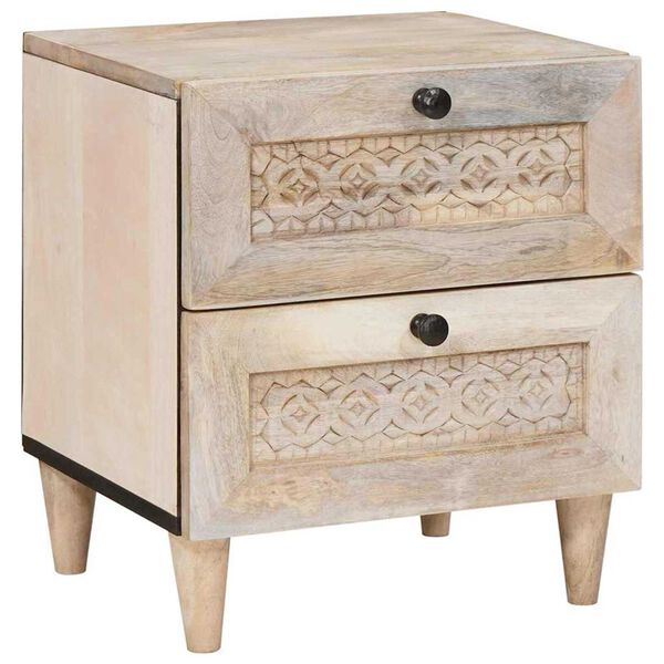 vidaXL Κομοδίνο με συρτάρι Μπεζ 40 x 33 x 46 εκ. Μασίφ ξύλο μάνγκο