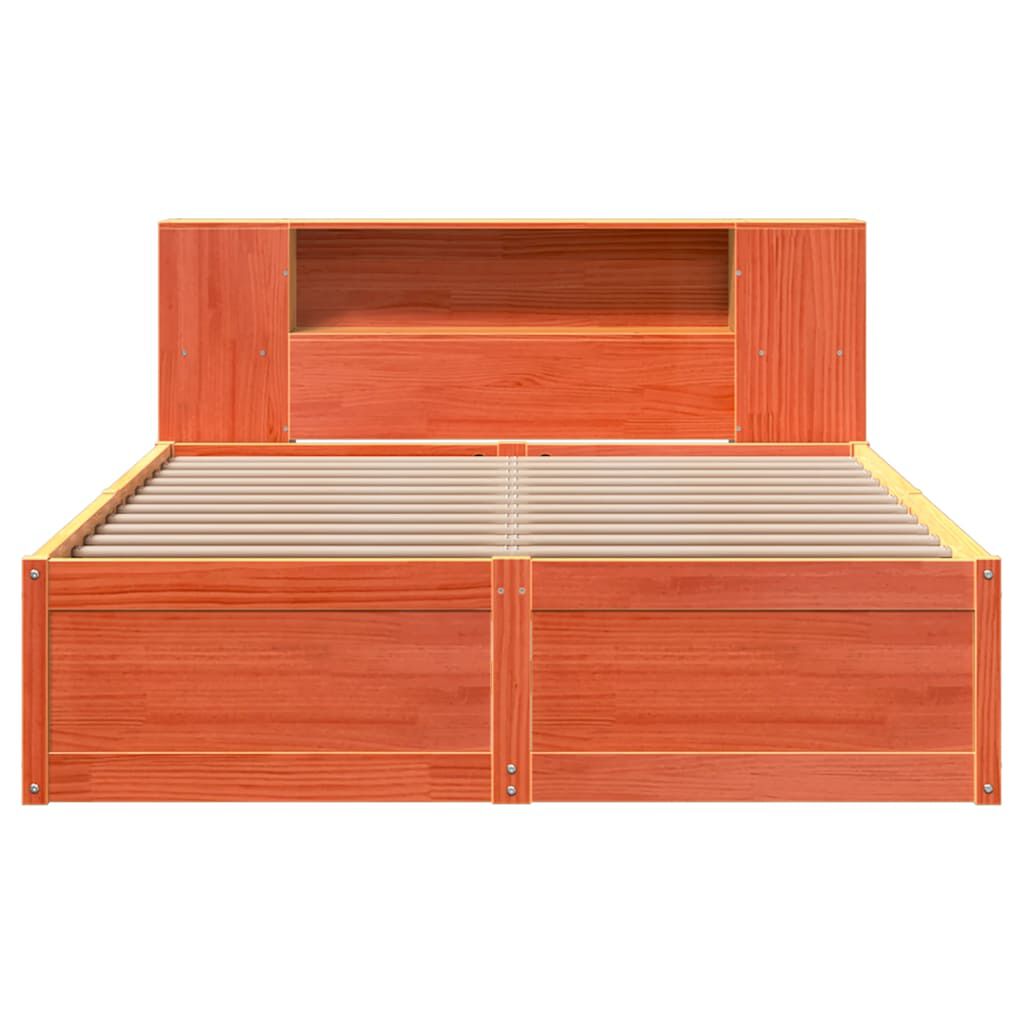 vidaXL Σκελετός Κρεβατιού Χωρίς Στρώμα Καφέ 140x200 Μασίφ Ξύλο Πεύκου