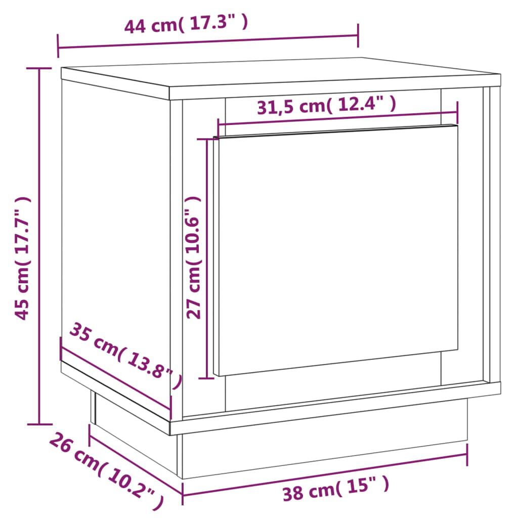 vidaXL Κομοδίνα 2 Τεμ. Καφέ Δρυς 44 x 35 x 45 εκ. Επεξεργασμένο Ξύλο