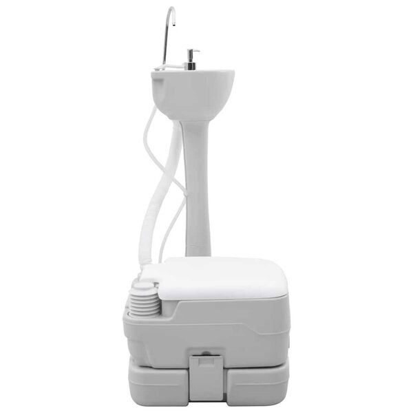 vidaXL Τουαλέτα Κάμπινγκ 2 pcs Γκρι και Λευκό 50.5 x 33 x 103 εκ