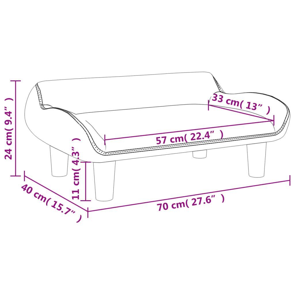 vidaXL Καναπές Παιδικός Ροζ 70x40x24 εκ. από Βελούδο