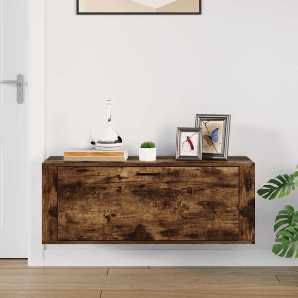 vidaXL Παπουτσοθήκη Επιτοίχια Καπνιστή Δρυς 100x35x38 εκ. Επεξ. Ξύλο