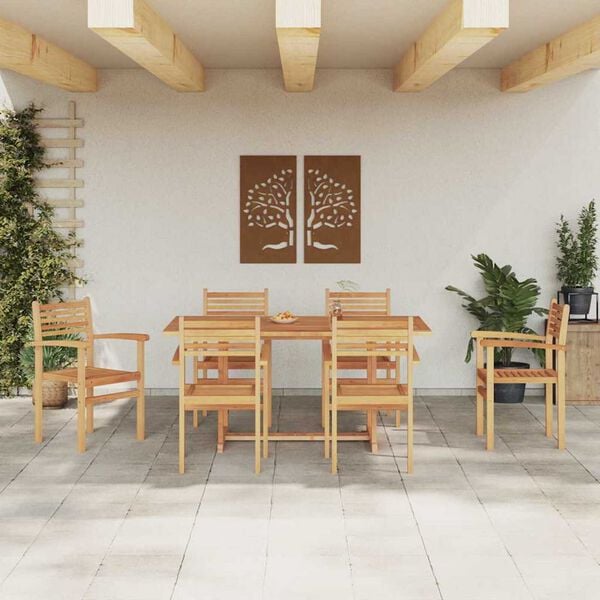 vidaXL Σέτ φαγητού για κήπο 7 pcs Καστανό Μασίφ ξύλο teak