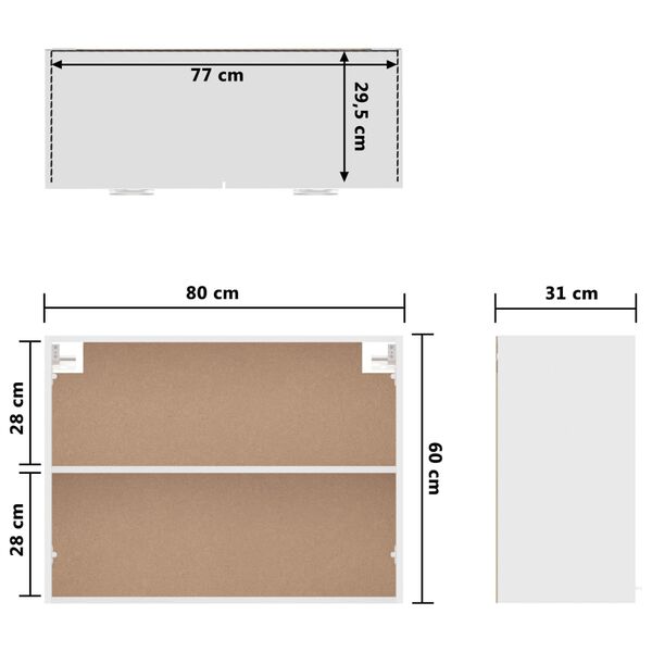 vidaXL Ντουλάπι Κρεμαστό Lyon Λευκό 80 x 31 x 60 εκ. από Επεξ. Ξύλο