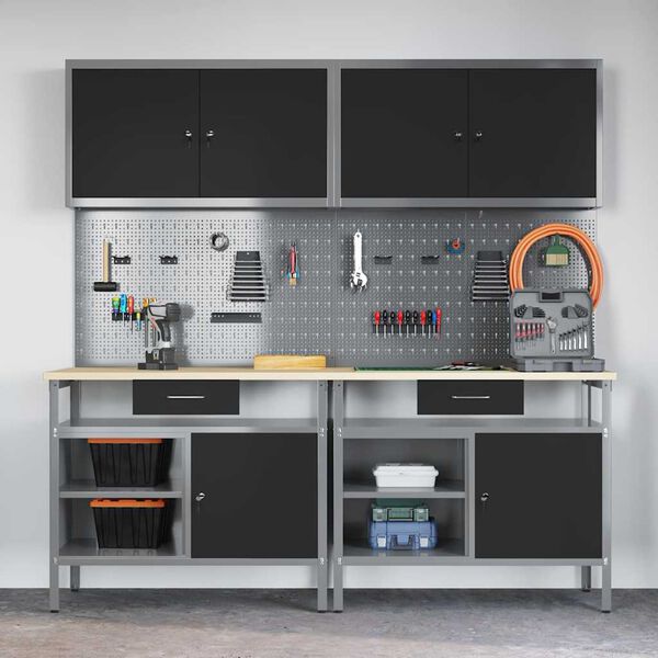 vidaXL &Sigma;&epsilon;&tau; &pi;ά&gamma;&kappa;&omicron;&upsilon; &epsilon;&rho;&gamma;&alpha;&sigma;ί&alpha;&sigmaf; 8 pcs &Mu;&alpha;ύ&rho;&omicron; 200 x 55 x 200 &epsilon;&kappa; &Alpha;&tau;&sigma;ά&lambda;&iota;