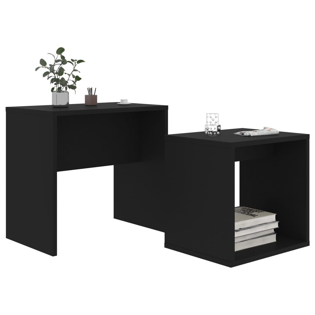 vidaXL Σετ Τραπεζάκια Σαλονιού Μαύρα 48 x 30 x 45 εκ. από Επεξ. Ξύλο