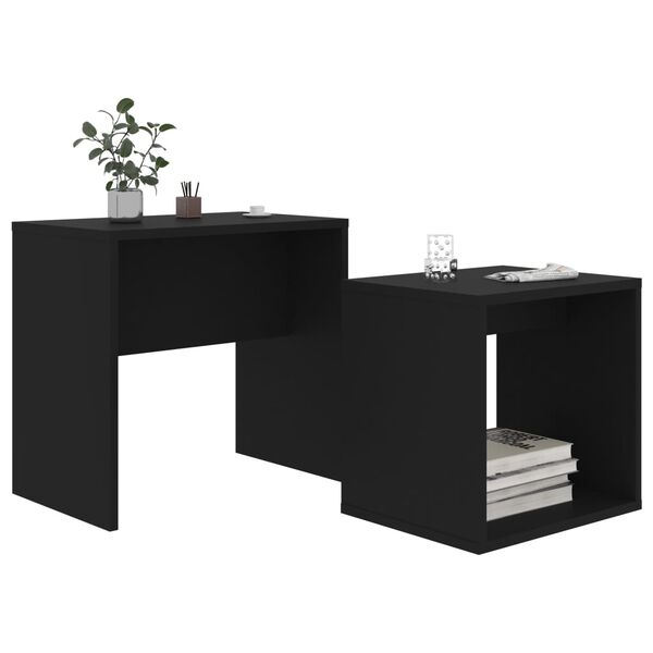 vidaXL Σετ Τραπεζάκια Σαλονιού Μαύρα 48 x 30 x 45 εκ. από Επεξ. Ξύλο
