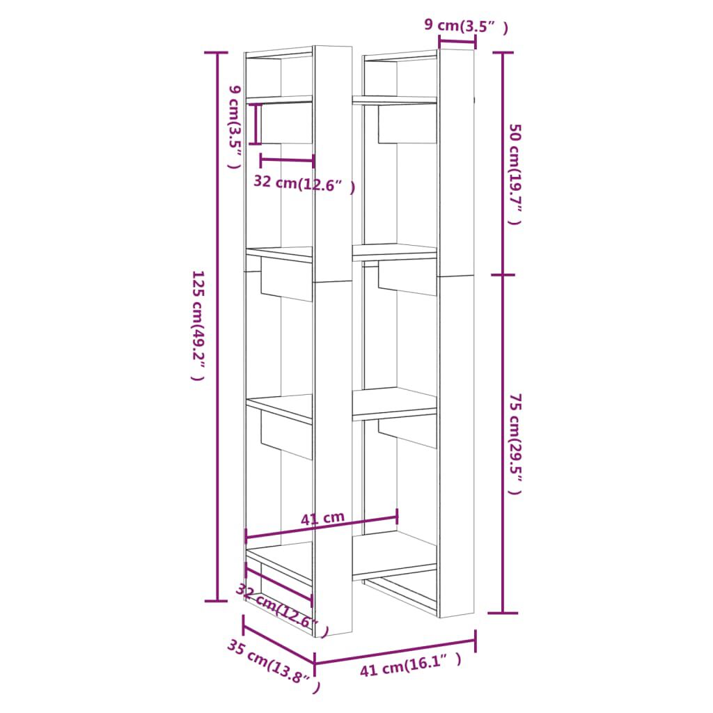 vidaXL Βιβλιοθήκη/Διαχωριστικό Χώρου Μελί 41x35x125 εκ. Μασίφ Ξύλο