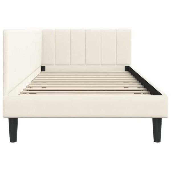 vidaXL Κρεβάτι Γωνίας με κεφαλάρι Κρεμ 90 x 200 cm Βελούδο