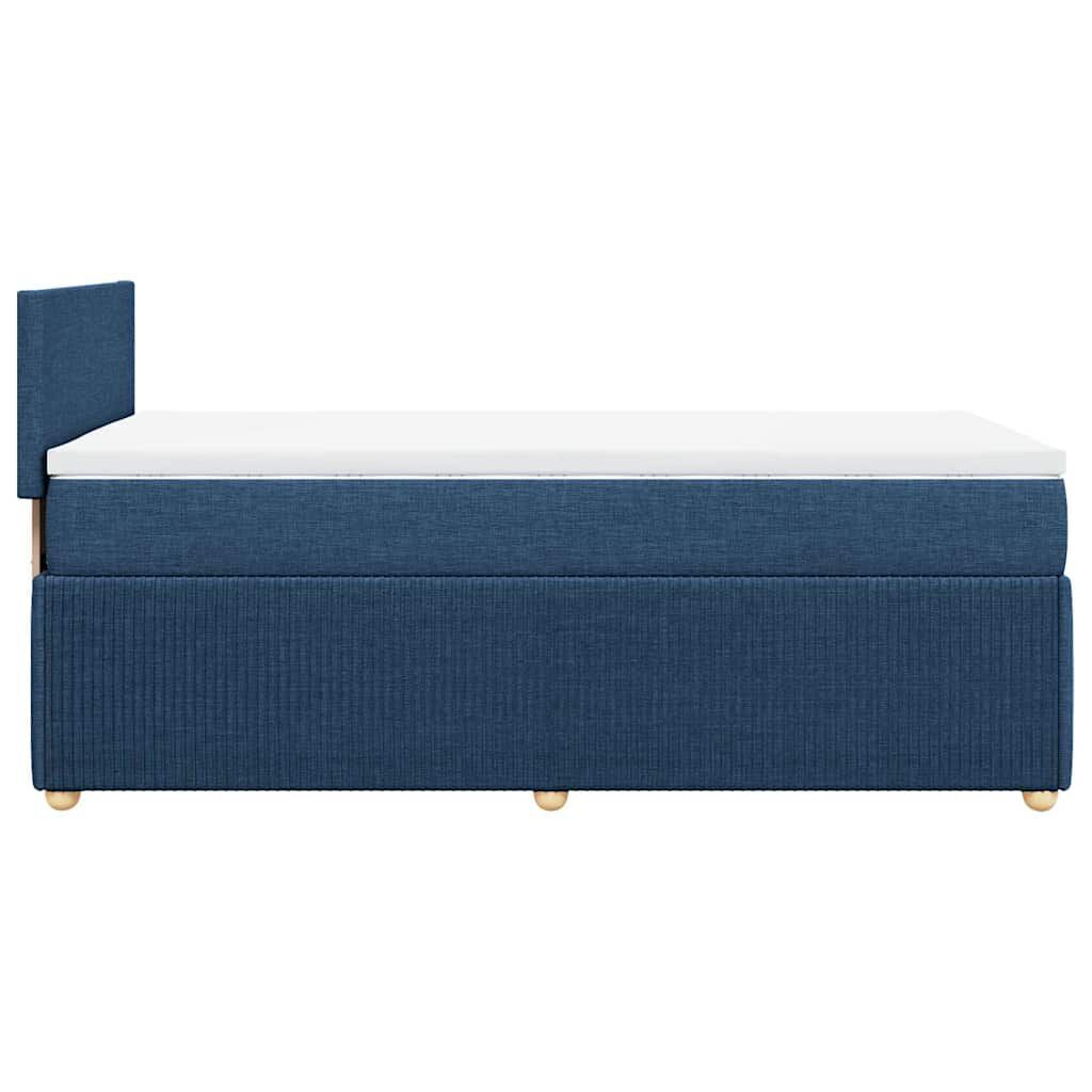 vidaXL Κρεβάτι Boxspring με Στρώμα Μπλε 90x200 εκ.Υφασμάτινο