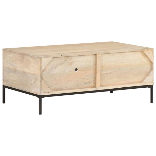 vidaXL Τραπεζάκι Σαλονιού 90x50x37 εκ. Μασίφ Ξύλο Μάνγκο/Φυσικό Καλάμι