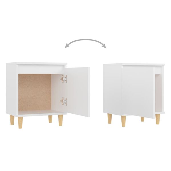 vidaXL Κομοδίνo Λευκό 40 x 30 x 50 εκ. με Μασίφ Ξύλινα Πόδια