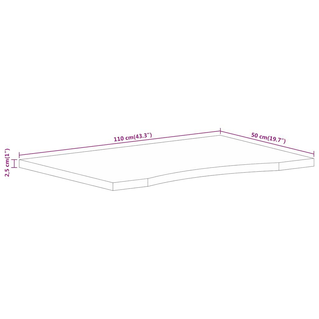 vidaXL Επιφάνεια Γραφείου Καμπύλη 110x50x2,5 εκ Μασίφ Ακατ. Μάνγκο