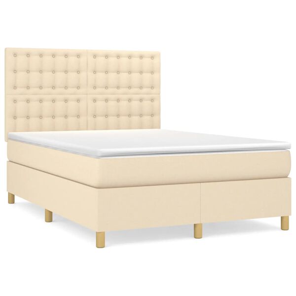 vidaXL &Kappa;&rho;&epsilon;&beta;ά&tau;&iota; Boxspring &mu;&epsilon; &Sigma;&tau;&rho;ώ&mu;&alpha; &Kappa;&rho;&epsilon;&mu; 140x200 &epsilon;&kappa;. &Upsilon;&phi;&alpha;&sigma;&mu;ά&tau;&iota;&nu;&omicron;