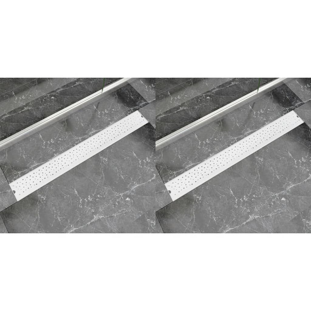 vidaXL Σιφόνια Ντουζιέρας Γραμμικά 2 τεμ. 930x140χιλ. Ανοξ. Ατσάλι