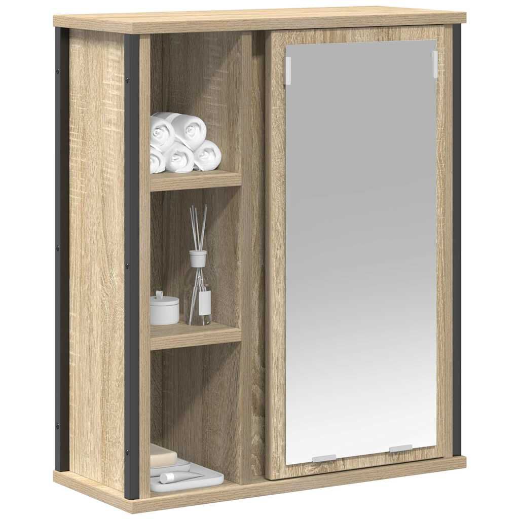 vidaXL Ντουλάπι Μπάνιου με Καθρέφτη Sonoma δρυς 50x21x60 εκ.