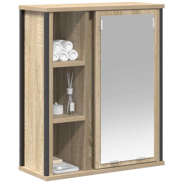 vidaXL Ντουλάπι Μπάνιου με Καθρέφτη Sonoma δρυς 50x21x60 εκ.