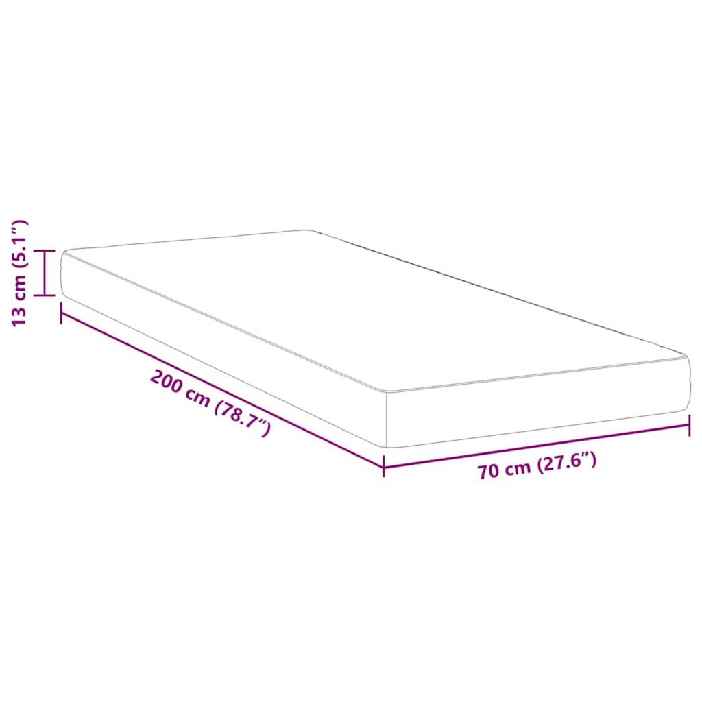 vidaXL Στρώμα Λευκό 70 x 200 cm Pěna