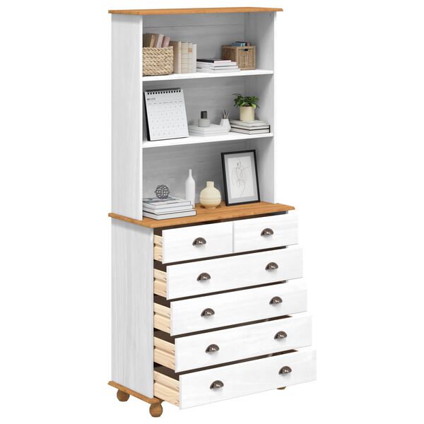 vidaXL Μπουφές “ASKIM” Λευκός 91x40x199.5 cm Μασίφ Ξύλο Πεύκου