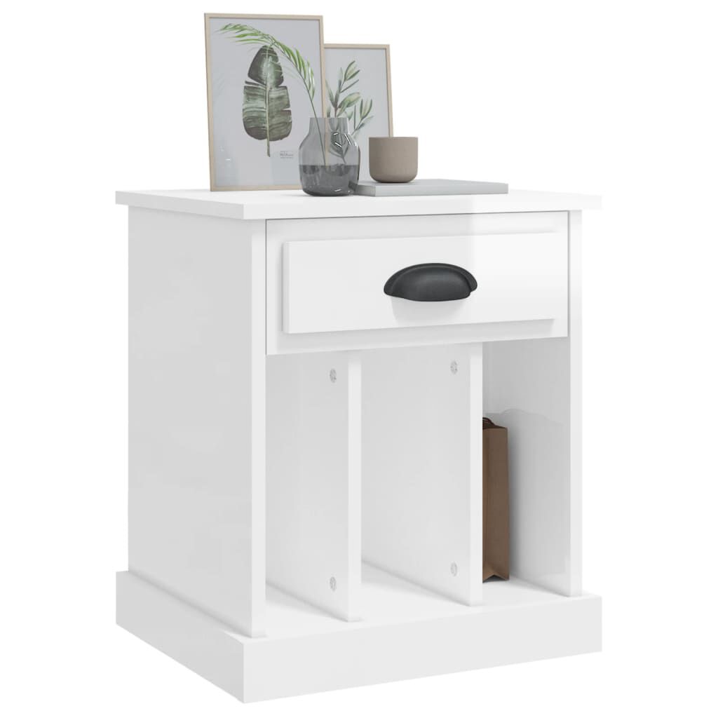 vidaXL Κομοδίνα 2 τεμ. Γυαλιστερό Λευκό 43x36x50 εκ.