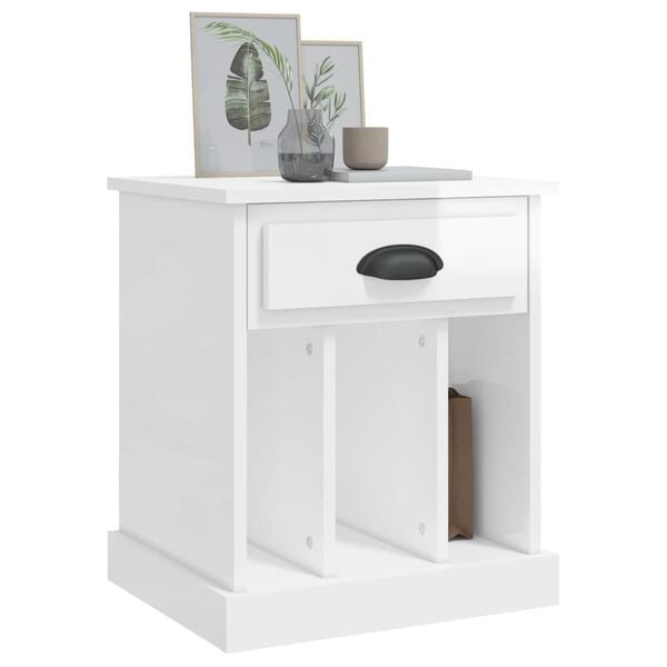 vidaXL Κομοδίνα 2 τεμ. Γυαλιστερό Λευκό 43x36x50 εκ.