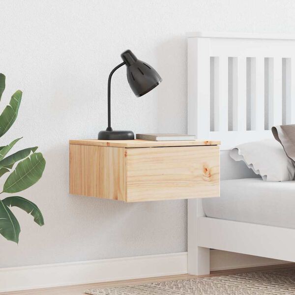 vidaXL Κομοδίνο με συρτάρι Καφέ 37 x 35 x 18.5 εκ Μασίφ ξύλο πεύκου