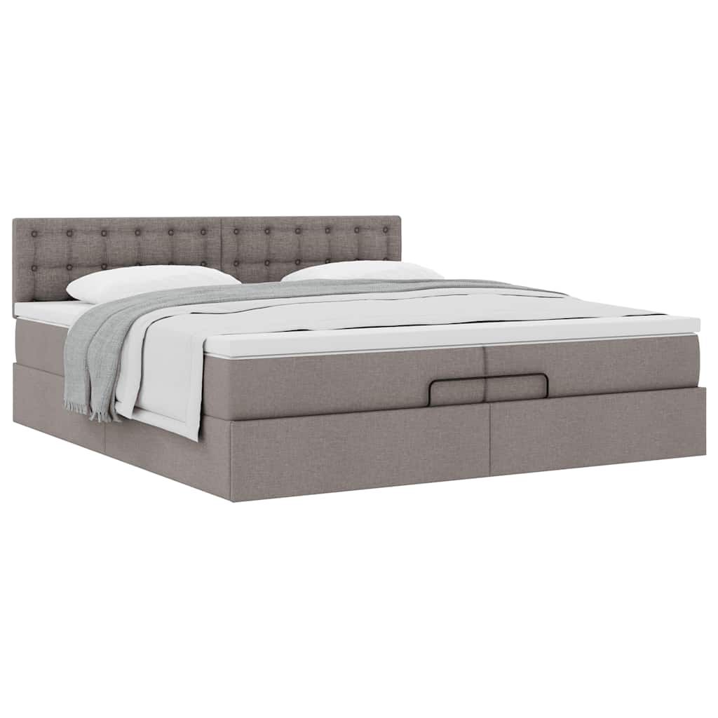 vidaXL Οθωμανικό κρεβάτι με στρώμα Taupe 200x200 cm Ύφασμα