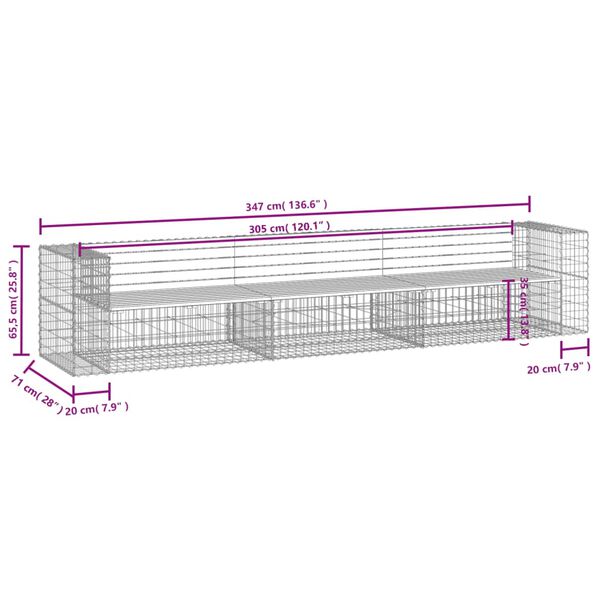 vidaXL Παγκάκι Συρματοκιβώτιο 347x71x65,5 εκ. Μασίφ Ξύλο Ψευδοτσούγκας