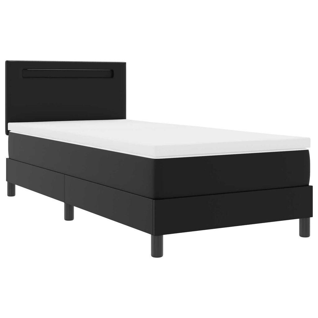 vidaXL Κρεβάτι με Στρώμα με στρώμα Μαύρο 90 x 200 cm Τεχνητό δέρμα