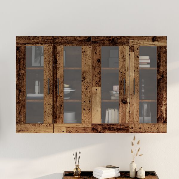 vidaXL Ντουλάπια Τοίχου 2 pcs Παλαιό ξύλο 69.5 x 34 x 90 εκ.