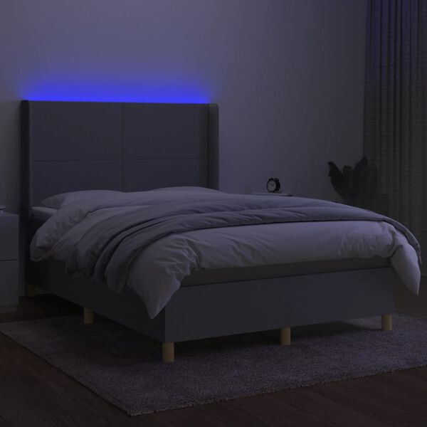 vidaXL &Kappa;&rho;&epsilon;&beta;ά&tau;&iota; Boxspring &mu;&epsilon; &Sigma;&tau;&rho;ώ&mu;&alpha; & LED &Alpha;&nu;.&Gamma;&kappa;&rho;&iota; 140x190&epsilon;&kappa;. &Upsilon;&phi;&alpha;&sigma;&mu;ά&tau;&iota;&nu;&omicron;