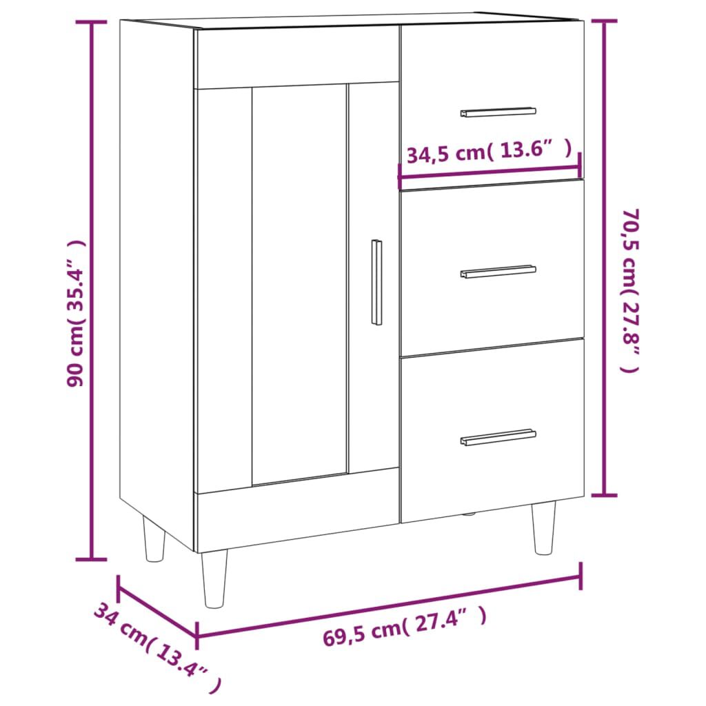 vidaXL Ντουλάπι Καπνιστή Δρυς 69,5 x 34 x 90 εκ. Επεξεργασμένο Ξύλο