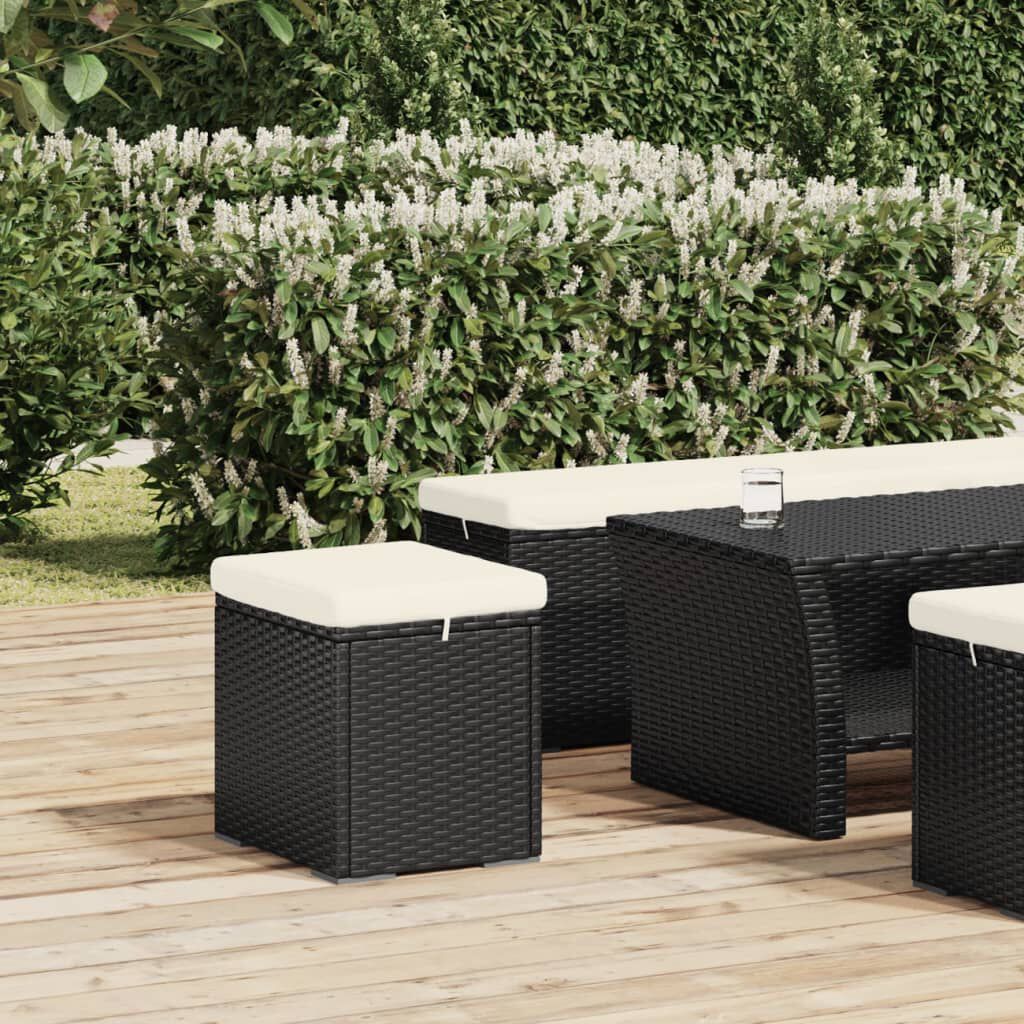 vidaXL Υποπόδια με Μαξιλάρια 2 τεμ. Μαύρα 40x30x40 εκ. από Συνθ. Ρατάν