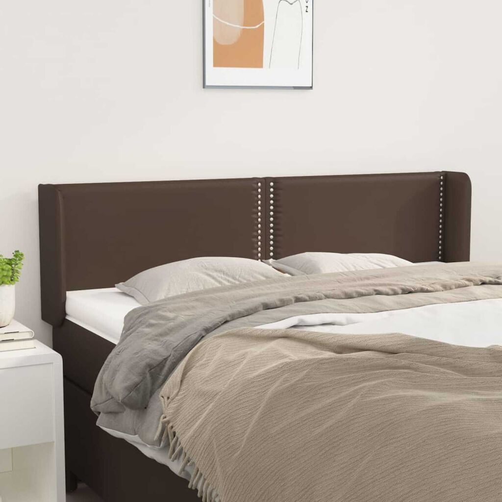 vidaXL Κεφαλάρι με Πτερύγια Καφέ 147x16x78/88 εκ. Συνθετικό Δέρμα