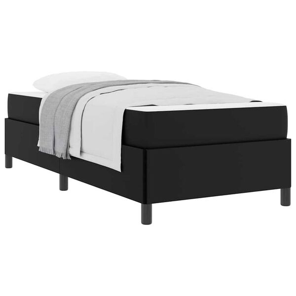 vidaXL Σκελετός κρεβατιού με στρώμα Μαύρο 80 x 200 cm Τεχνητό δέρμα