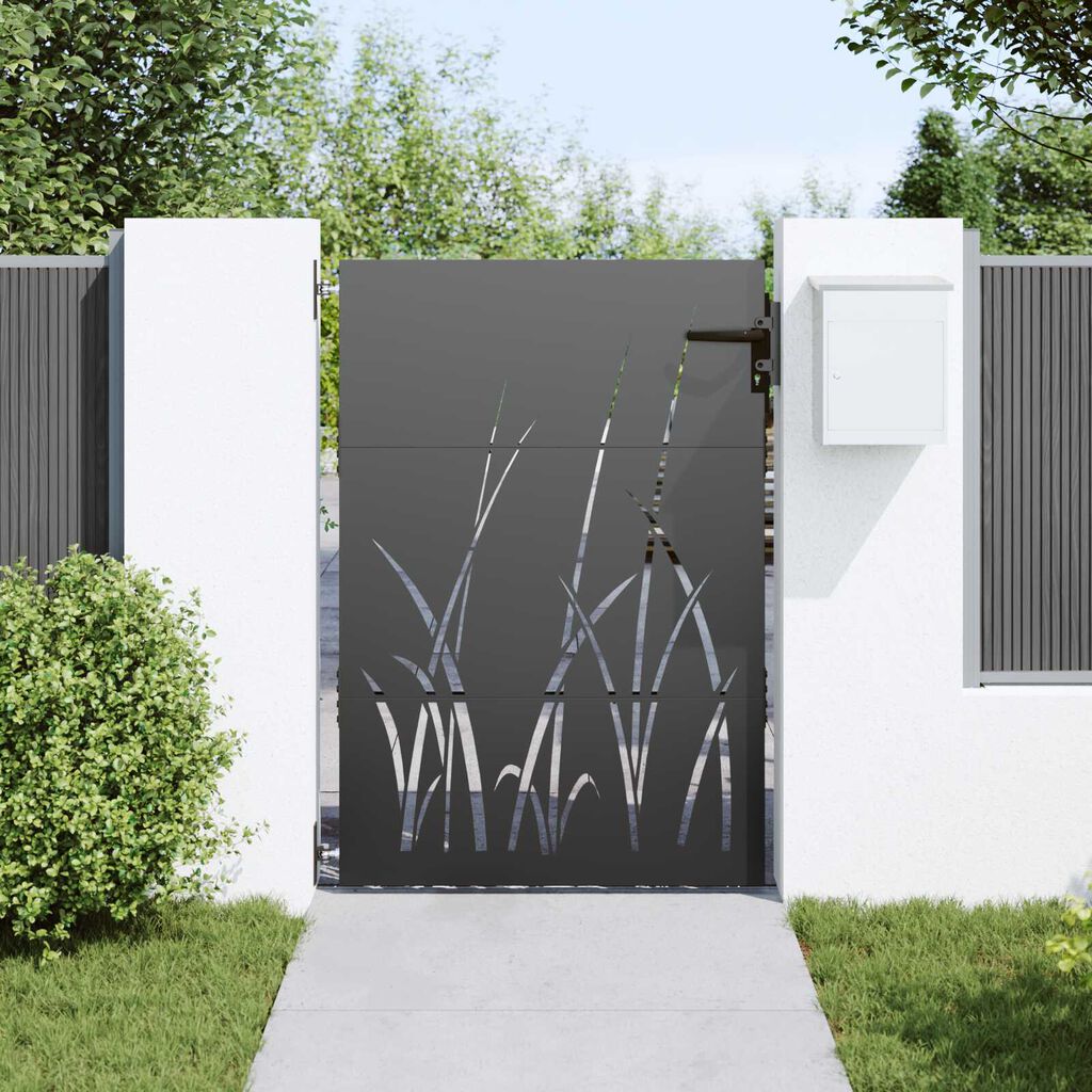 vidaXL Πύλη Κήπου Μαύρο 105 x 150 cm Ατσάλι με Επικάλυψη Πούδρας