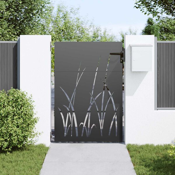 vidaXL Πύλη Κήπου Μαύρο 105 x 150 cm Ατσάλι με Επικάλυψη Πούδρας