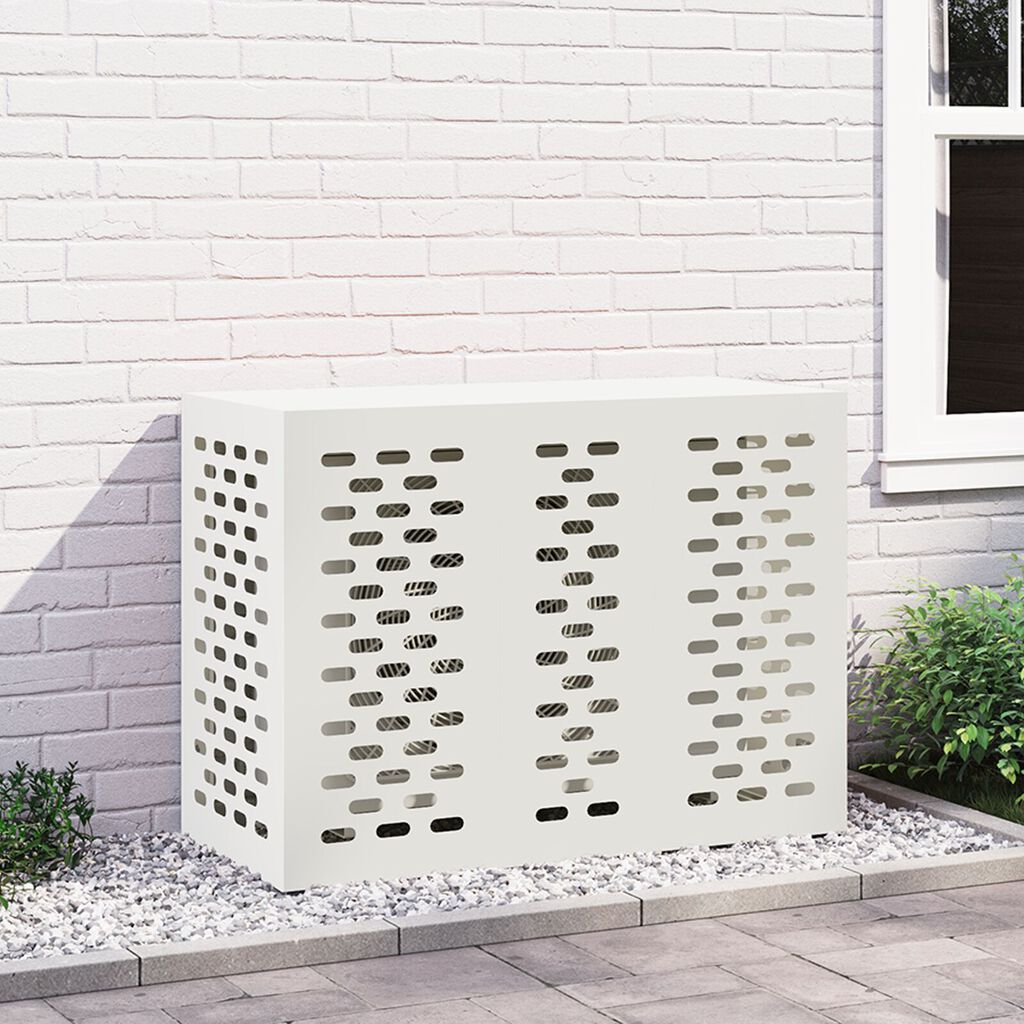 vidaXL Κάλυμμα Κλιματιστικού Λευκό 110x50x80 εκ Χάλυβας