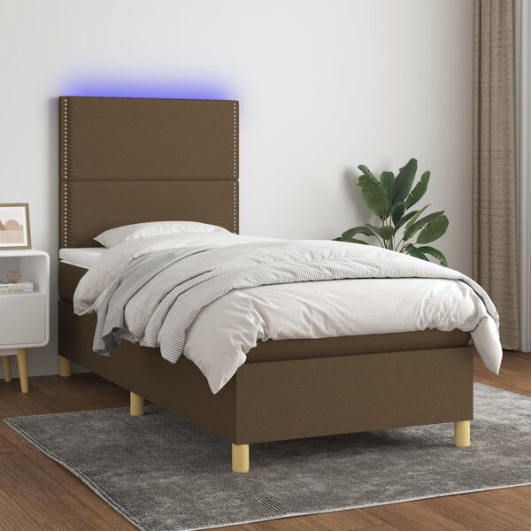 vidaXL &Kappa;&rho;&epsilon;&beta;ά&tau;&iota; Boxspring &mu;&epsilon; &Sigma;&tau;&rho;ώ&mu;&alpha; & LED &Sigma;&kappa;.&Kappa;&alpha;&phi;έ 90x190 &epsilon;&kappa;. &Upsilon;&phi;&alpha;&sigma;&mu;ά&tau;&iota;&nu;&omicron;