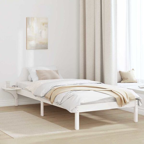 vidaXL Πλαίσιο κρεβατιού με κομοδίνα Λευκό 90 x 200 cm Λευκό