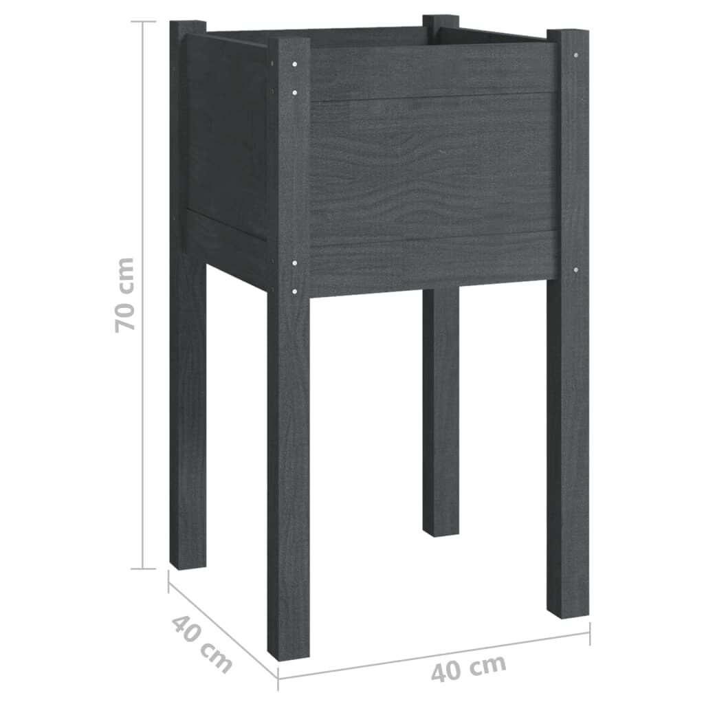 vidaXL Ζαρντινιέρες 2 τεμ. Γκρι 40 x 40 x 70 εκ. Μασίφ Ξύλο Πεύκου
