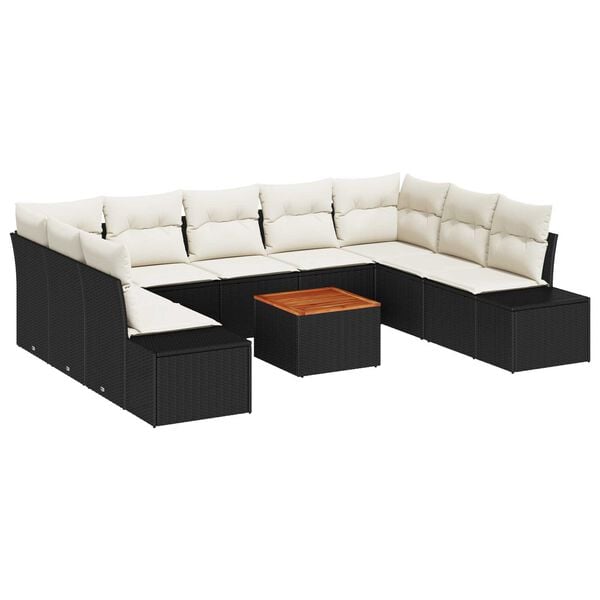 vidaXL Σετ Καναπέ Κήπου 10 pcs Μαύρο και λευκό
